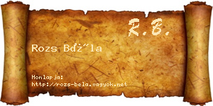 Rozs Béla névjegykártya